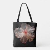 Elegante doorschijnende bloem op zwart tote bag (Achterkant)