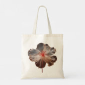 Elegante doorschijnende bloem op zwart tote bag (Achterkant)