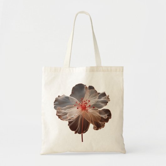 Elegante doorschijnende bloem op zwart tote bag (Voorkant)