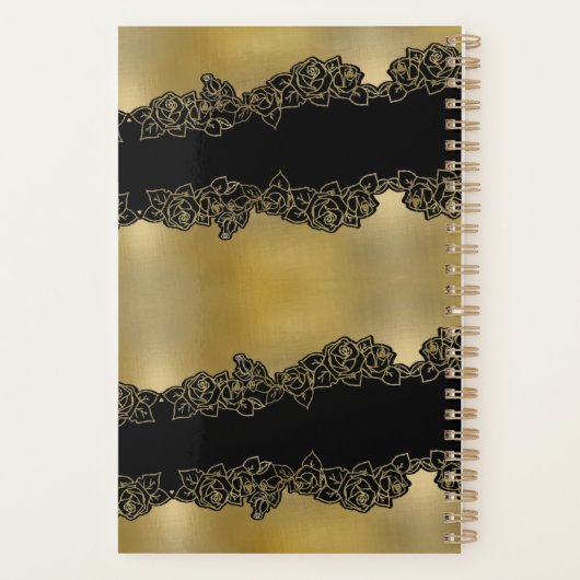 elegante  dorada personalizada con rosas planner (Achterkant)