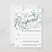 Elegante Dot Blue-respons RSVP Kaartje (Voorkant)