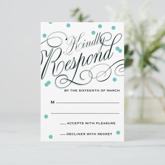 Elegante Dot Blue-respons RSVP Kaartje (Staand voorkant)