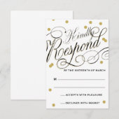 Elegante Dot Gold-respons RSVP Kaartje (Voorkant / Achterkant)