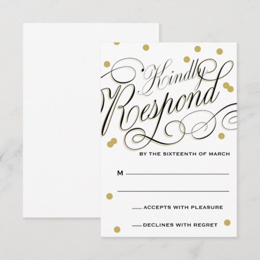 Elegante Dot Gold-respons RSVP Kaartje (Voorkant / Achterkant)