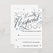 Elegante Dot Silver-respons RSVP Kaartje (Voorkant / Achterkant)