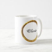 Elegante douane gouden glitter frame naam mok (Voorkant rechts)