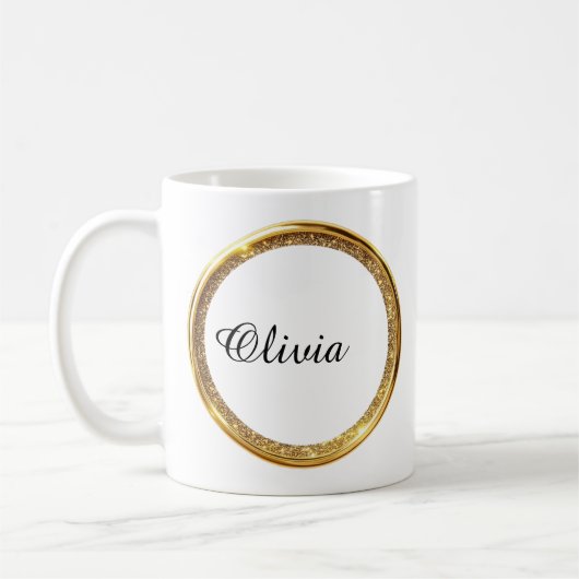 Elegante douane gouden glitter frame naam mok (Links)