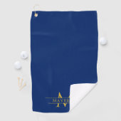 Elegante douane naam en initialen marineblauw golfhanddoek (Insitu)