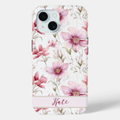 Elegante douanenaam | Roze Wildbloemen Case-Mate iPhone Case (Achterkant)