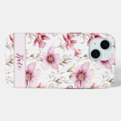 Elegante douanenaam | Roze Wildbloemen Case-Mate iPhone Case (Achterkant (horizontaal))