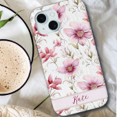 Elegante douanenaam | Roze Wildbloemen Case-Mate iPhone Case