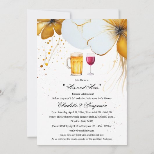 Elegante douche voor hem en haar als koppel kaart (Voorkant)