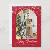 Elegante douchevlek met familiefoto Kerstmis Feestdagenkaart (Voorkant)