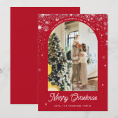 Elegante douchevlek met familiefoto Kerstmis Feestdagenkaart (Voorkant / Achterkant)