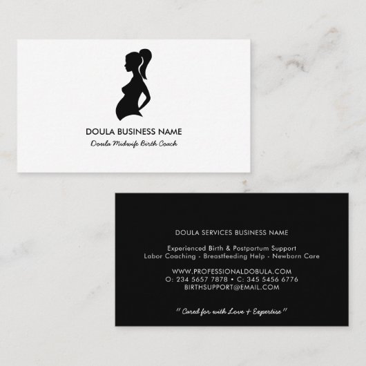 Elegante Doula vroedvrouw Geboortecoach Visitekaartje (Voorkant / Achterkant)