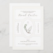 Elegante Dove Olive Branch Doop Uitnodiging (Voorkant / Achterkant)