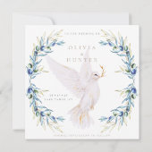 Elegante Dove & Olive Leaves Wedding Save the Date (Achterkant)