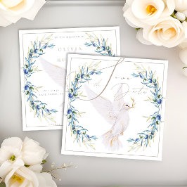 Elegante Dove & Olive Leaves Wedding Save the Date