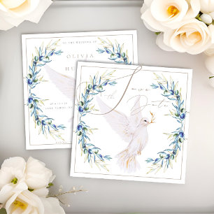 Elegante Dove & Olive Leaves Wedding Save the Date
