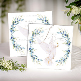 Elegante Dove & Olive Leaves Wedding Save the Date