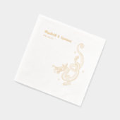 Elegante Draak Schets | Trouwdag Aangepaste Goud Folie Servetten (Links)