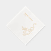Elegante Draak Schets | Trouwdag Aangepaste Goud Folie Servetten (Rechts)