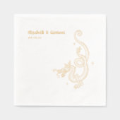 Elegante Draak Schets | Trouwdag Aangepaste Goud Folie Servetten (Voorkant)