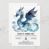 Elegante Dragon Birthday Printable Kaart (Voorkant / Achterkant)