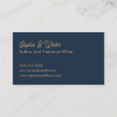 Elegante Dragon Blue Gold Fantasy Schrijvers Visitekaartje (Achterkant)