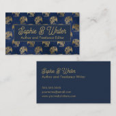 Elegante Dragon Blue Gold Fantasy Schrijvers Visitekaartje (Voorkant / Achterkant)