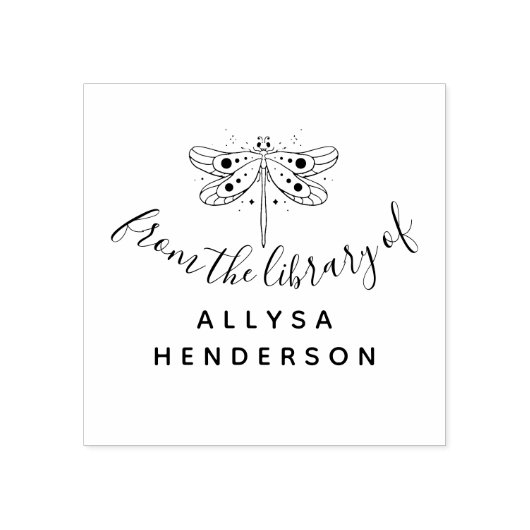 Elegante Dragonfly aangepaste naam uit de biblioth Rubberstempel (Afrduk)