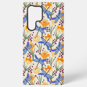 Elegante Dragonfly en Crocus bloemenpatroon Samsung Galaxy Hoesje
