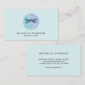 Elegante Dragonfly Logo Lichtblauwe Waterverf Visitekaartje (Voorkant / Achterkant)