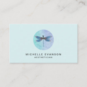 Elegante Dragonfly Logo Lichtblauwe Waterverf Visitekaartje