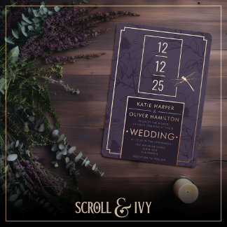 Elegante Dragonfly & Modern Floral Folie Uitnodigi Folie Uitnodiging