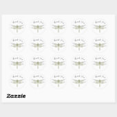 Elegante Dragonfly tekening Ronde Sticker (Vel)