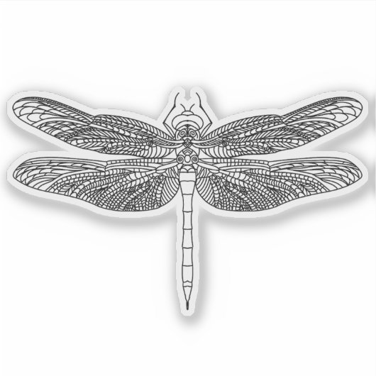 Elegante Dragonfly tekening Sticker (Voorkant)