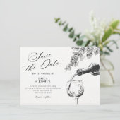 Elegante drank wijn bruidsmeisjesfeest save the date (Staand voorkant)