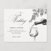 Elegante drank wijn bruiloft kaart (Voorkant)