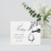 Elegante drank wijn bruiloft kaart (Staand voorkant)