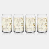 Elegante drankenset met monogram van de Maagd Mari Blikvorm Glas (Voorkant)