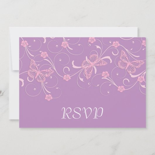 Elegante Dream Lavendel Vlinder RSVP kaart (Achterkant)