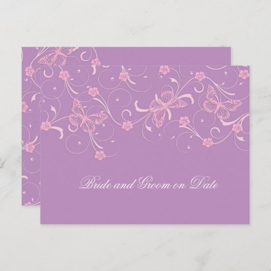 Elegante Dream Lavendel Vlinder Save Date kaart (Voorkant / Achterkant)