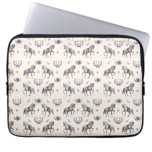 Elegante dressuurpaard & hoefijzer waterverf laptop sleeve