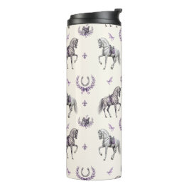 Elegante dressuurpaard & hoefijzer waterverf thermosbeker