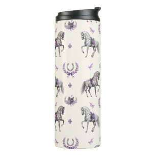 Elegante dressuurpaard & hoefijzer waterverf thermosbeker