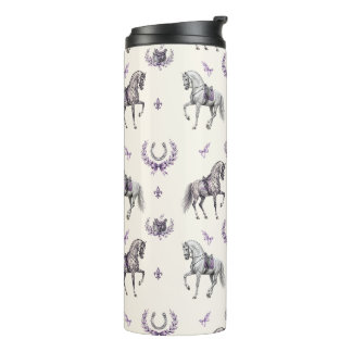Elegante dressuurpaard & hoefijzer waterverf thermosbeker