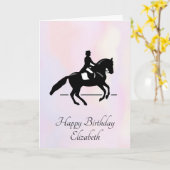 Elegante dressuurruiter op een watercolor achtergr kaart (Gele Bloem)