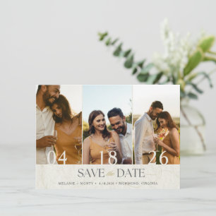 Elegante Drie foto bruiloft Save the Date