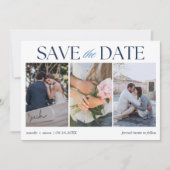 Elegante Drie Foto Huwelijk Save The Date (Voorkant)